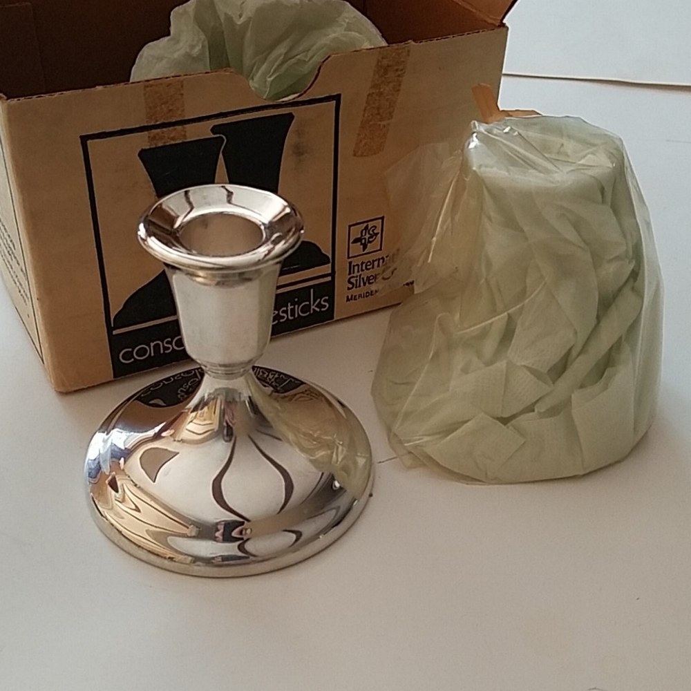 Pair Silverplate Console Candlesticks Internationa